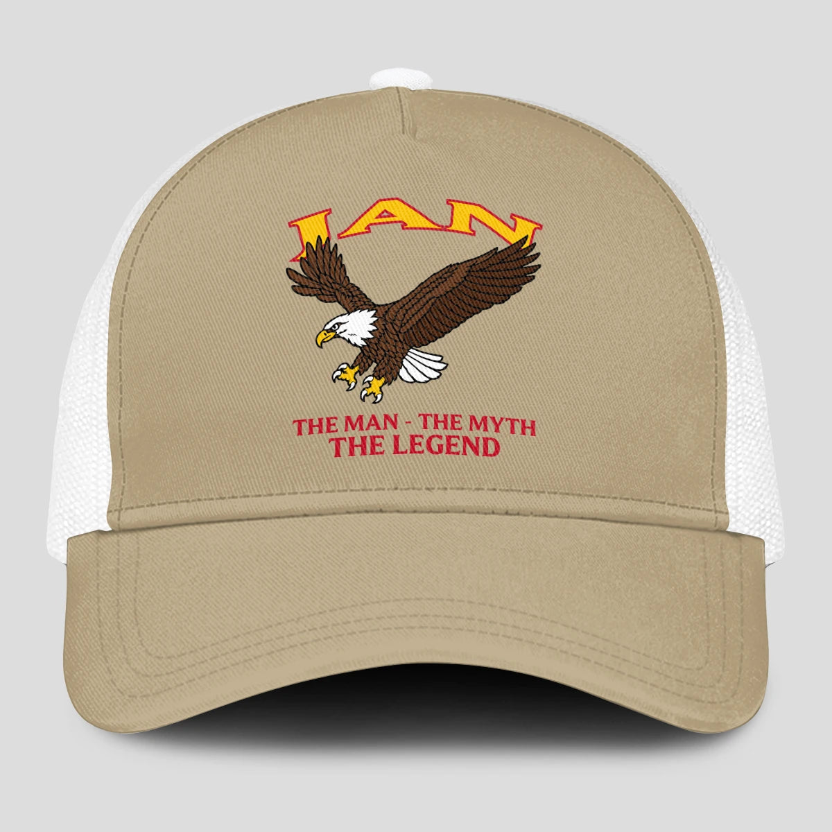 The Man The Myth The Legend Eagle Khaki Mesh Cap JAN 13K1 C210PF