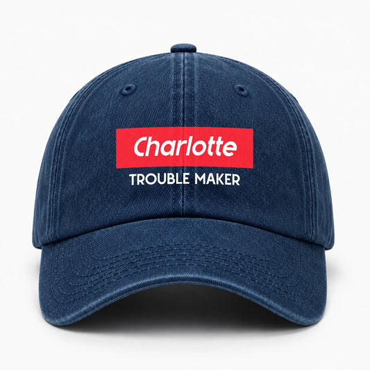 Trouble Maker Red Logo Washed Cap CHARLOTTE 13K1 C140PF