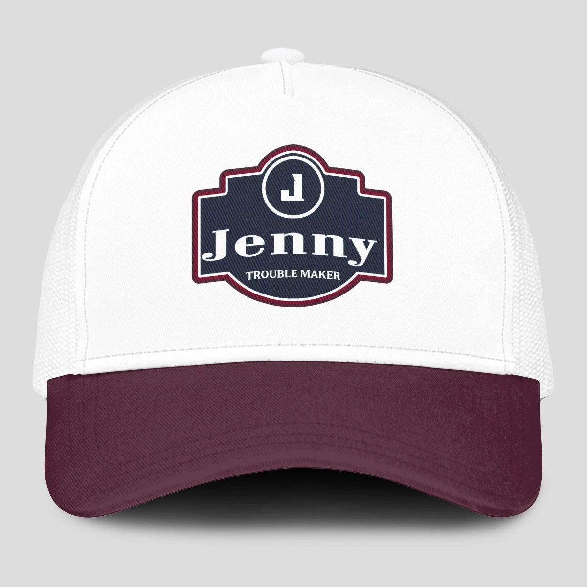 Trouble Maker Burgundy And White Funny Mesh Cap JENNY 13K1 C201PF