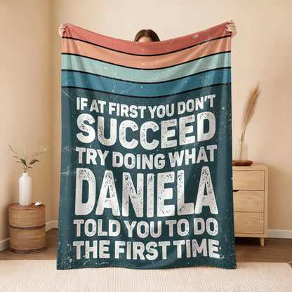 If At First You Don’t Succeed Retro Green Fleece Blanket DANIELA 13K1 BK29