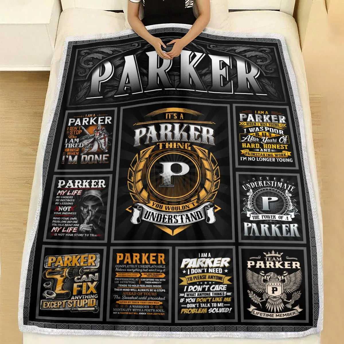PARKER Personalized Blanket | Custom Name Cozy Throw Gift 13K1-BK2