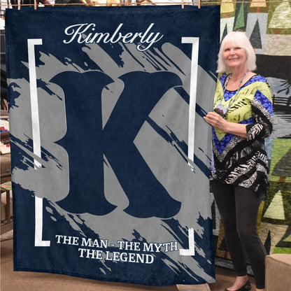 The Man The Myth The Legend Navy Baseball Fleece Blanket KIMBERLY 13K1 BK17