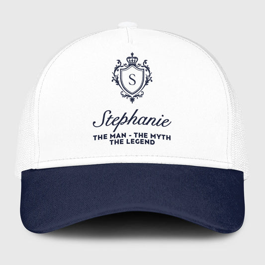 The Man The Myth The Legend Blue And White Baseball Mesh Cap STEPHANIE 13K1 C186PF