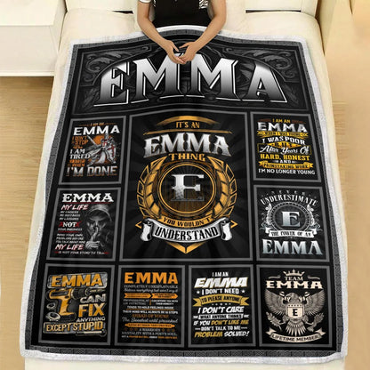 EMMA Personalized Blanket | Custom Name Cozy Throw Gift 13K1-BK2