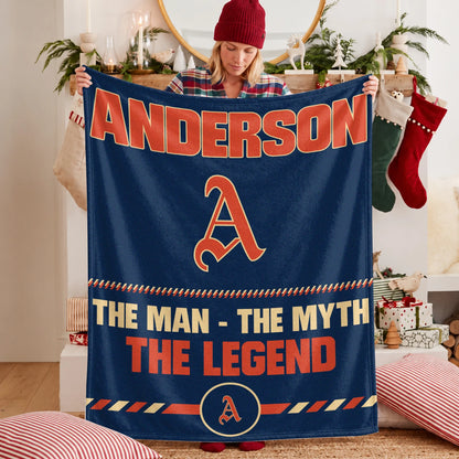 The Man The Myth The Legend Retro Fleece Blanket ANDERSON 13K1 BK53