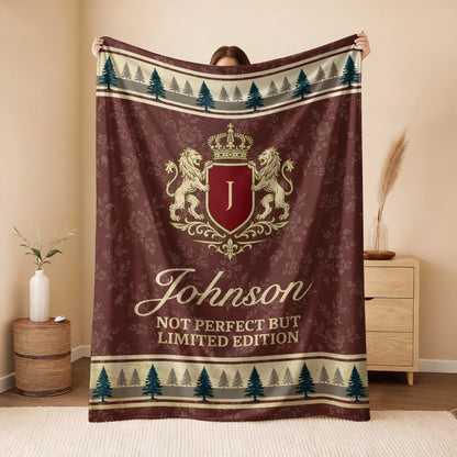 Not Perfect But Limited Edition Burgundy Pine Tree Fleece Blanket JOHNSON 13K1 BK41
