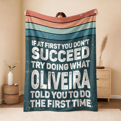 If At First You Don’t Succeed Retro Green Fleece Blanket OLIVEIRA 13K1 BK29