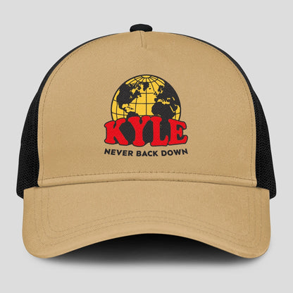 Never Back Down World Logo Khaki Mesh Cap KYLE 13K1 C212PF