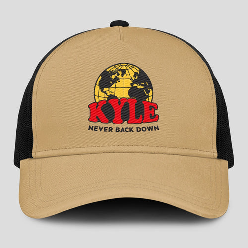 Never Back Down World Logo Khaki Mesh Cap KYLE 13K1 C212PF
