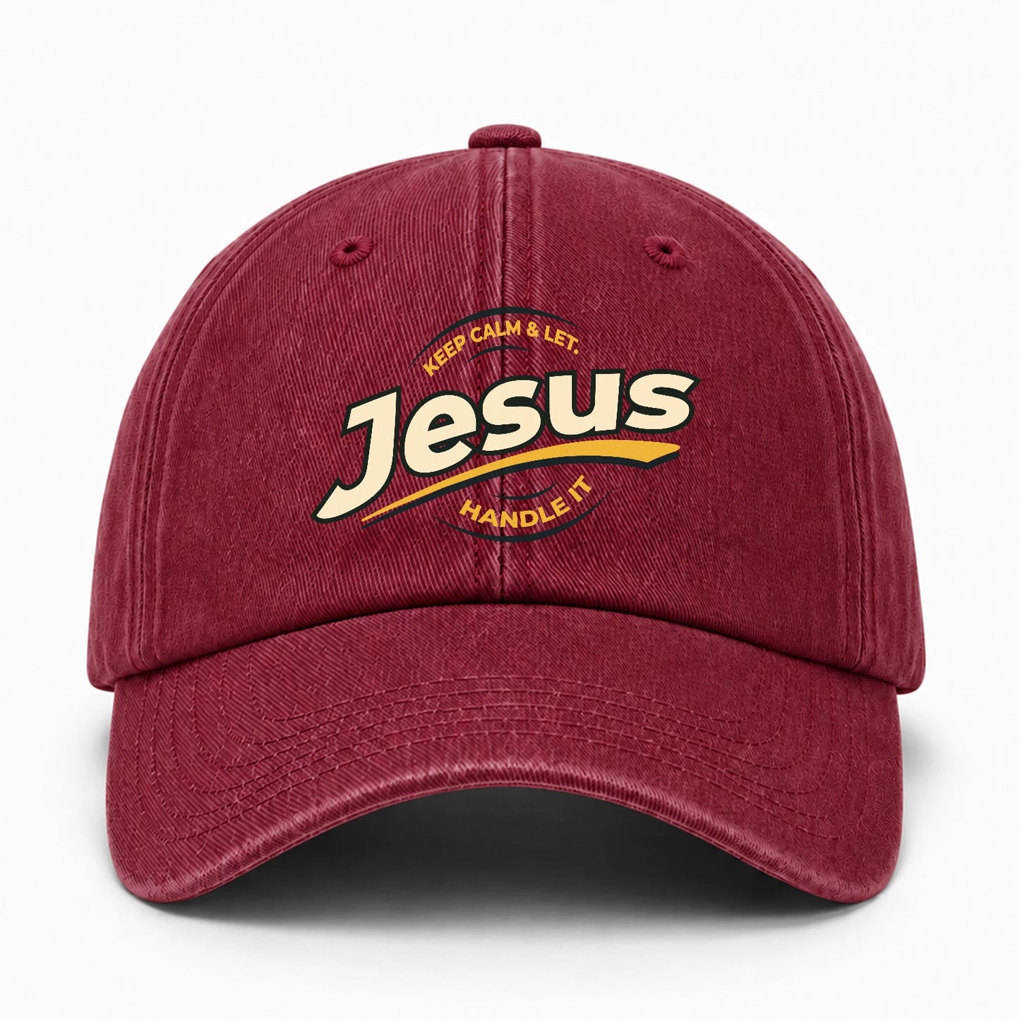 Keep Calm & Let Your Name Handle It Burgundy Washed Cap JESUS 13K1 C105PF