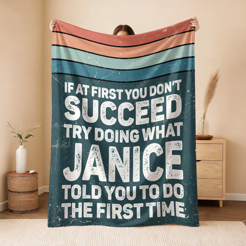 If At First You Don’t Succeed Retro Green Fleece Blanket JANICE 13K1 BK29
