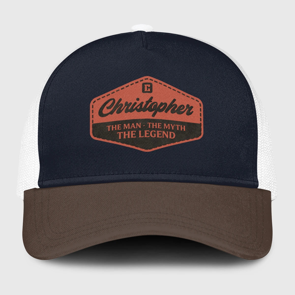 The Man The Myth The Legend Navy And Brown Mesh Cap CHRISTOPHER 13K1 C188PF
