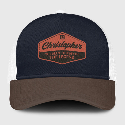 The Man The Myth The Legend Navy And Brown Mesh Cap CHRISTOPHER 13K1 C188PF