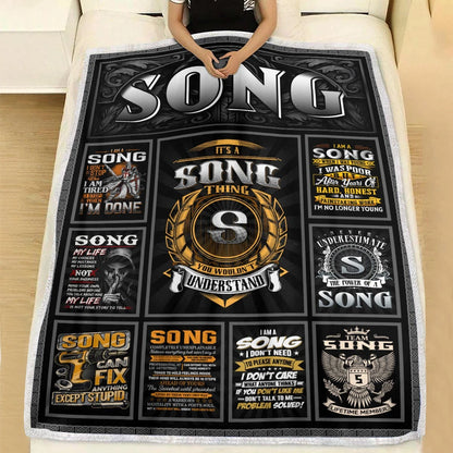 SONG Personalized Blanket | Custom Name Cozy Throw Gift 13K4-BK2