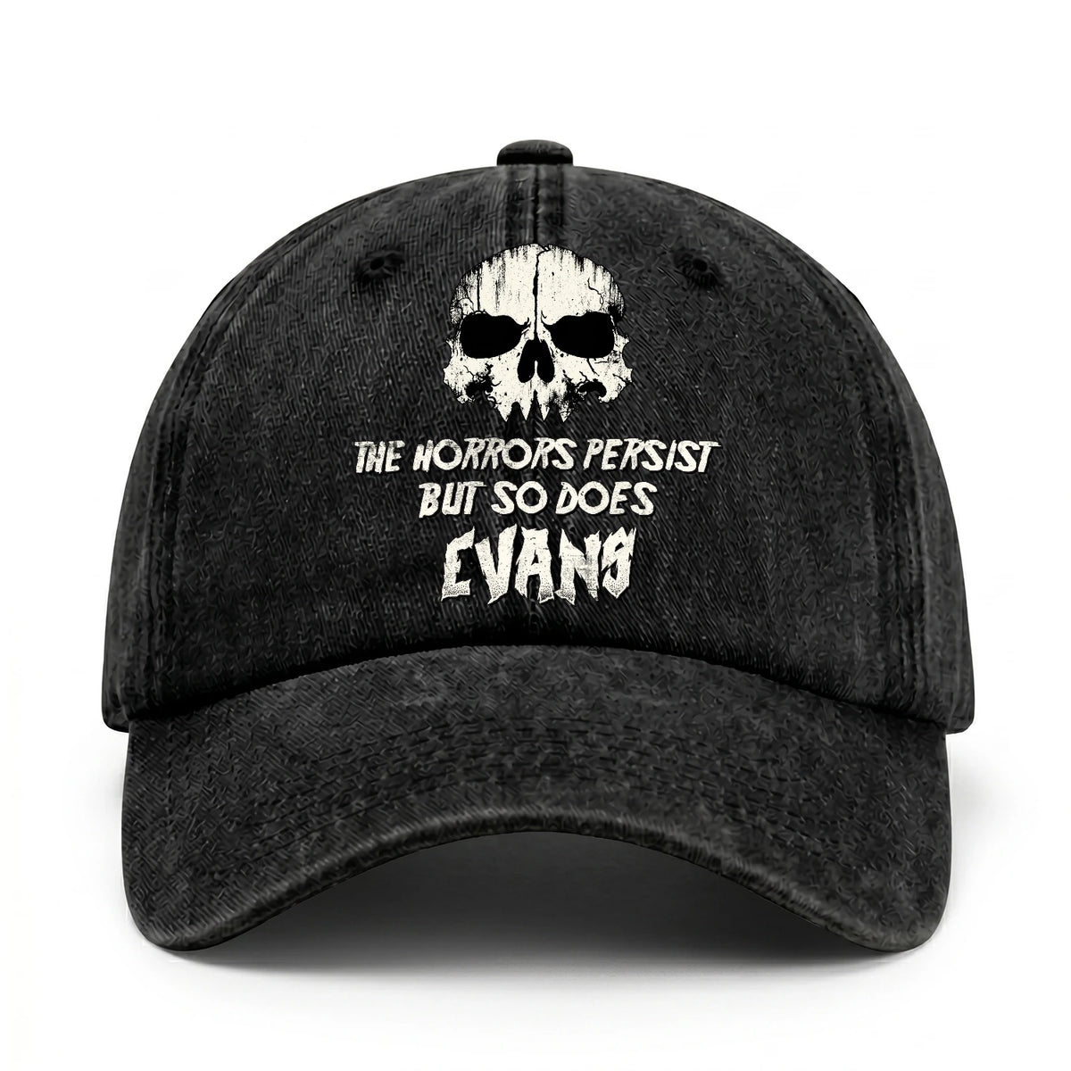 The Horrors Persist But So Does Your Name Cool Skull Washed Cap EVANS 13K1 C134PF