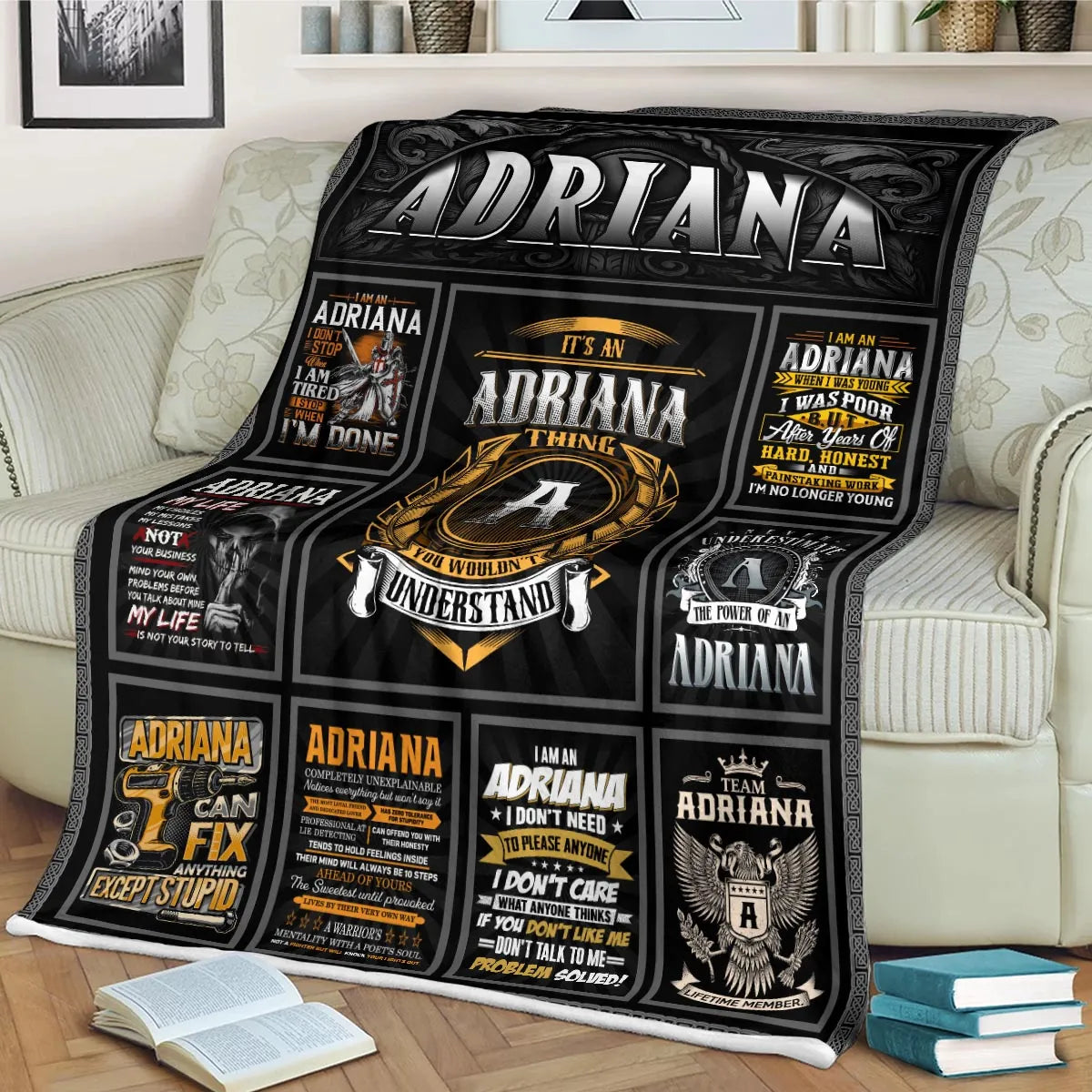 ADRIANA Personalized Blanket | Custom Name Cozy Throw Gift 13K1-BK2