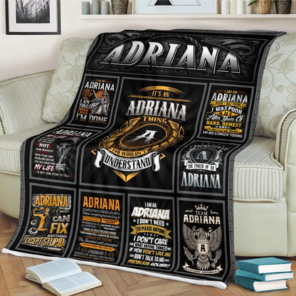 ADRIANA Personalized Blanket | Custom Name Cozy Throw Gift 13K1-BK2