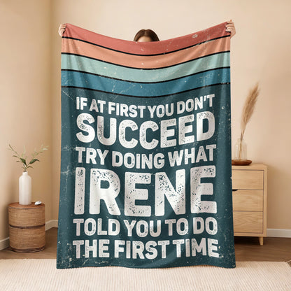 If At First You Don’t Succeed Retro Green Fleece Blanket IRENE 13K1 BK29