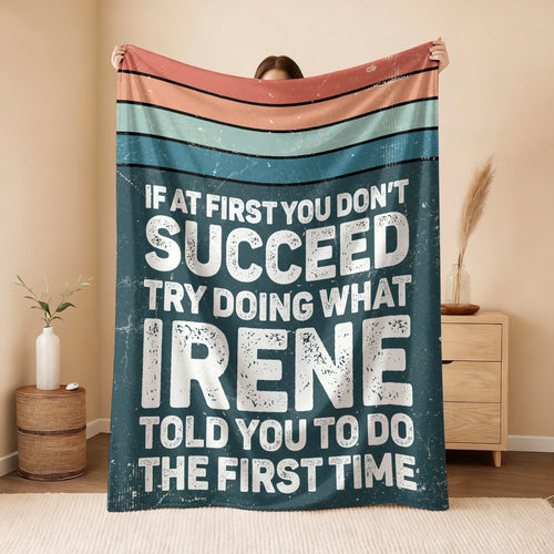 If At First You Don’t Succeed Retro Green Fleece Blanket IRENE 13K1 BK29