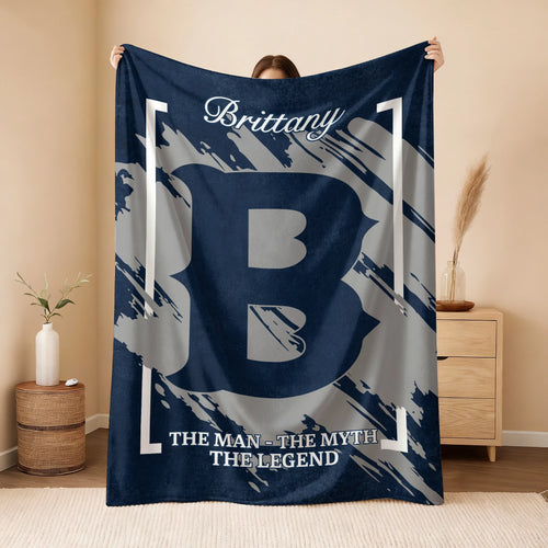 The Man The Myth The Legend Navy Baseball Fleece Blanket BRITTANY 13K1 BK17