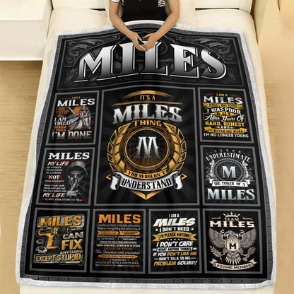 MILES Personalized Blanket | Custom Name Cozy Throw Gift 13K3-BK2