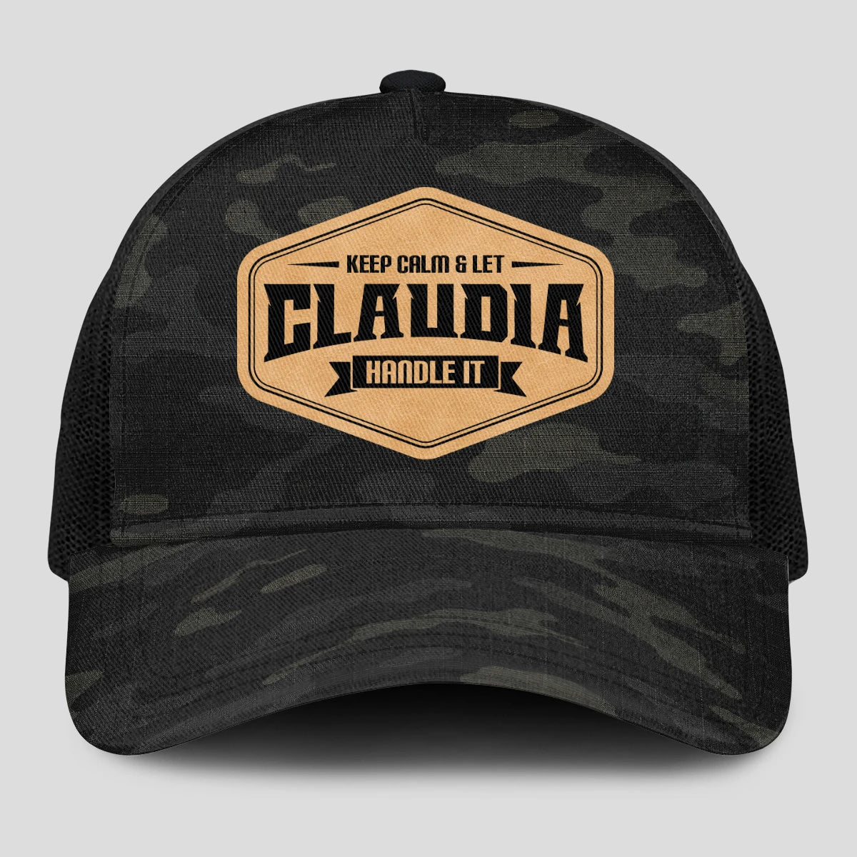 Keep Calm & Let Your Name Handle It Dark Camo Mesh Cap CLAUDIA 13K1 C195PF