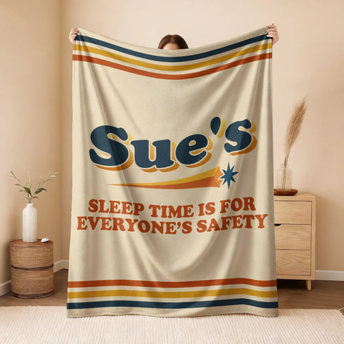 Your Name's Sleep Time Funny Retro Fleece Blanket SUE 13K1 BK67
