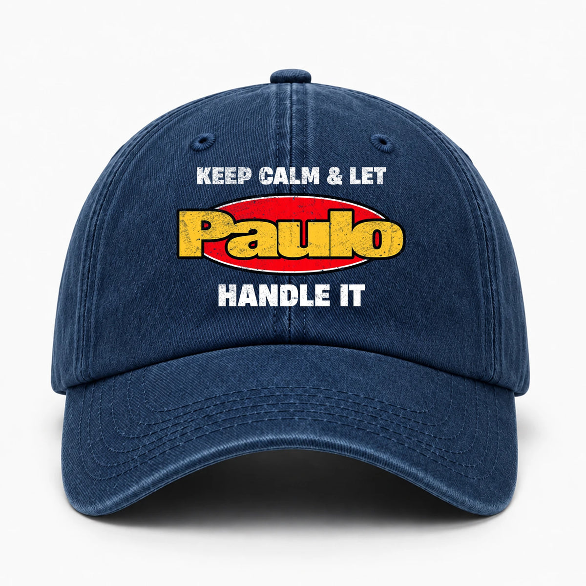 Keep Calm & Let Your Name Handle It Yellow And Red Logo Washed Cap PAULO 13K1 C172PF