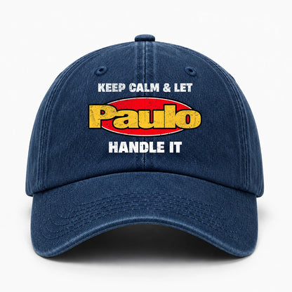 Keep Calm & Let Your Name Handle It Yellow And Red Logo Washed Cap PAULO 13K1 C172PF