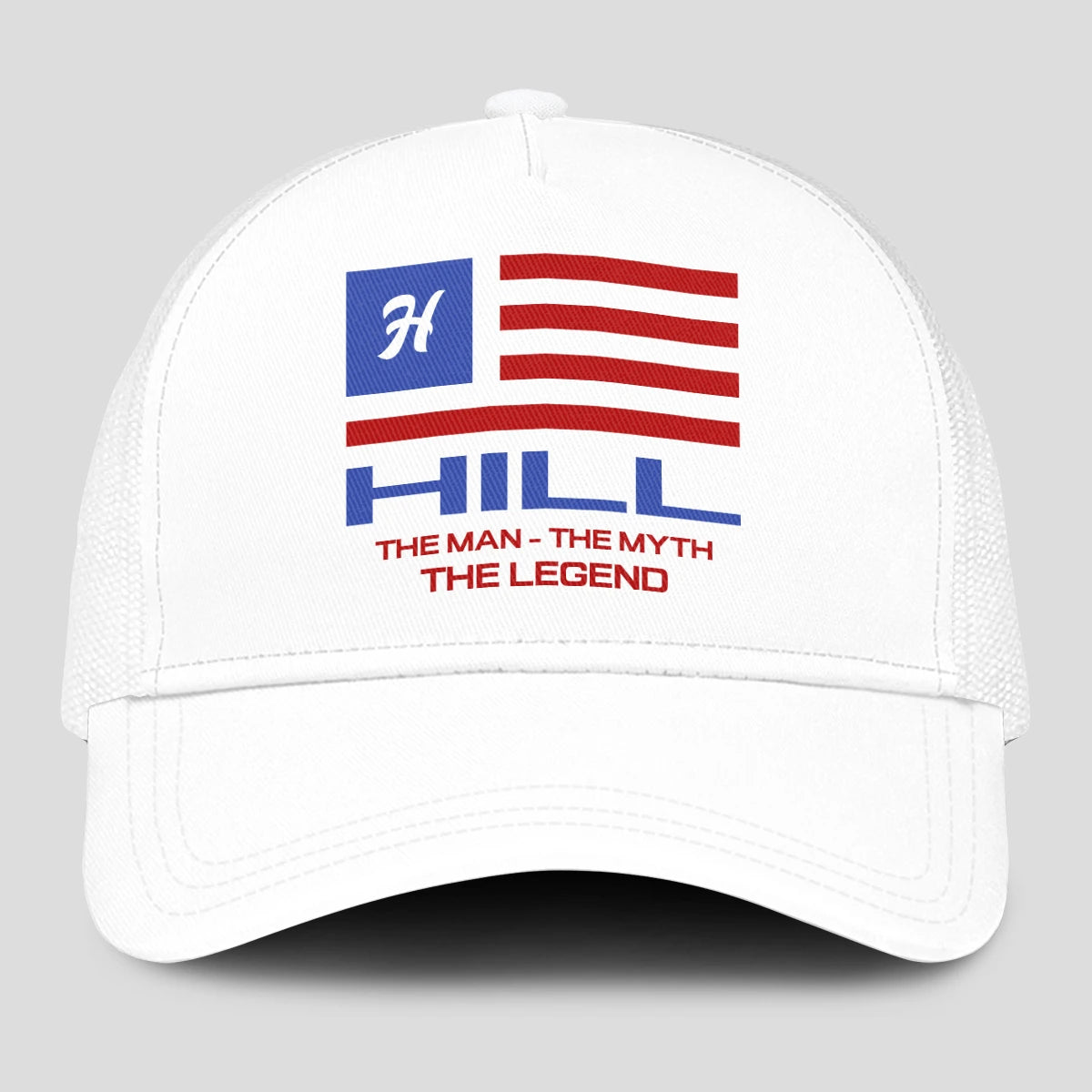 The Man The Myth The Legend America Flag Mesh Cap HILL 13K1 C193PF