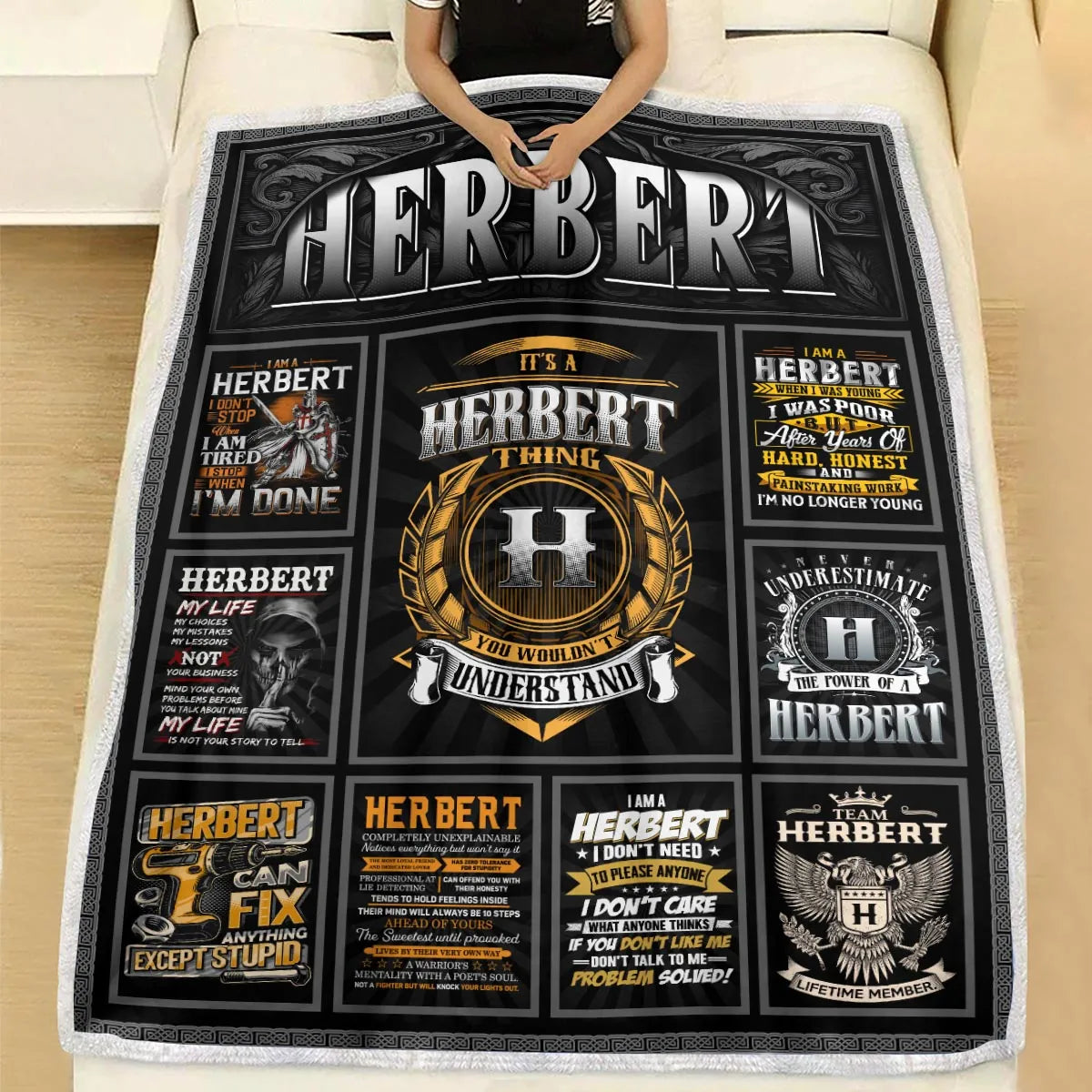 HERBERT Personalized Blanket | Custom Name Cozy Throw Gift 13K3-BK2