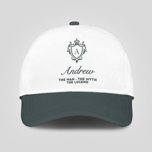 The Man The Myth The Legend Elegant Gray And White Cap ANDREW 13K1 C170PF