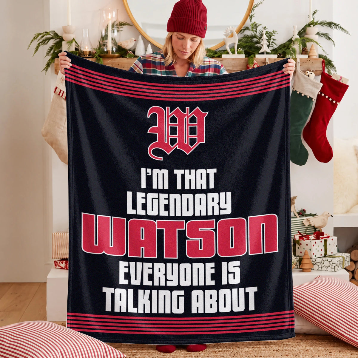 I'm That Legendary Name Dark Red Fleece Blanket WATSON 13K1 BK48