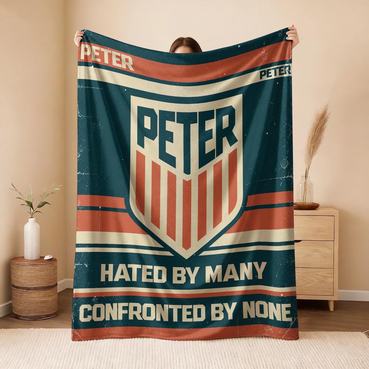 Hated By Many Confronted By None Retro Fleece Blanket PETER 13K1 BK58