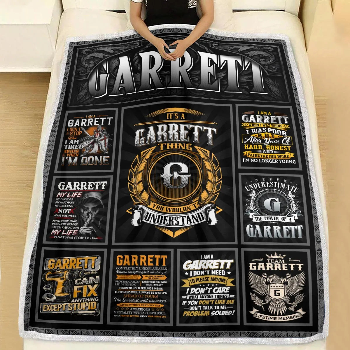 GARRETT Personalized Blanket | Custom Name Cozy Throw Gift 13K2-BK2