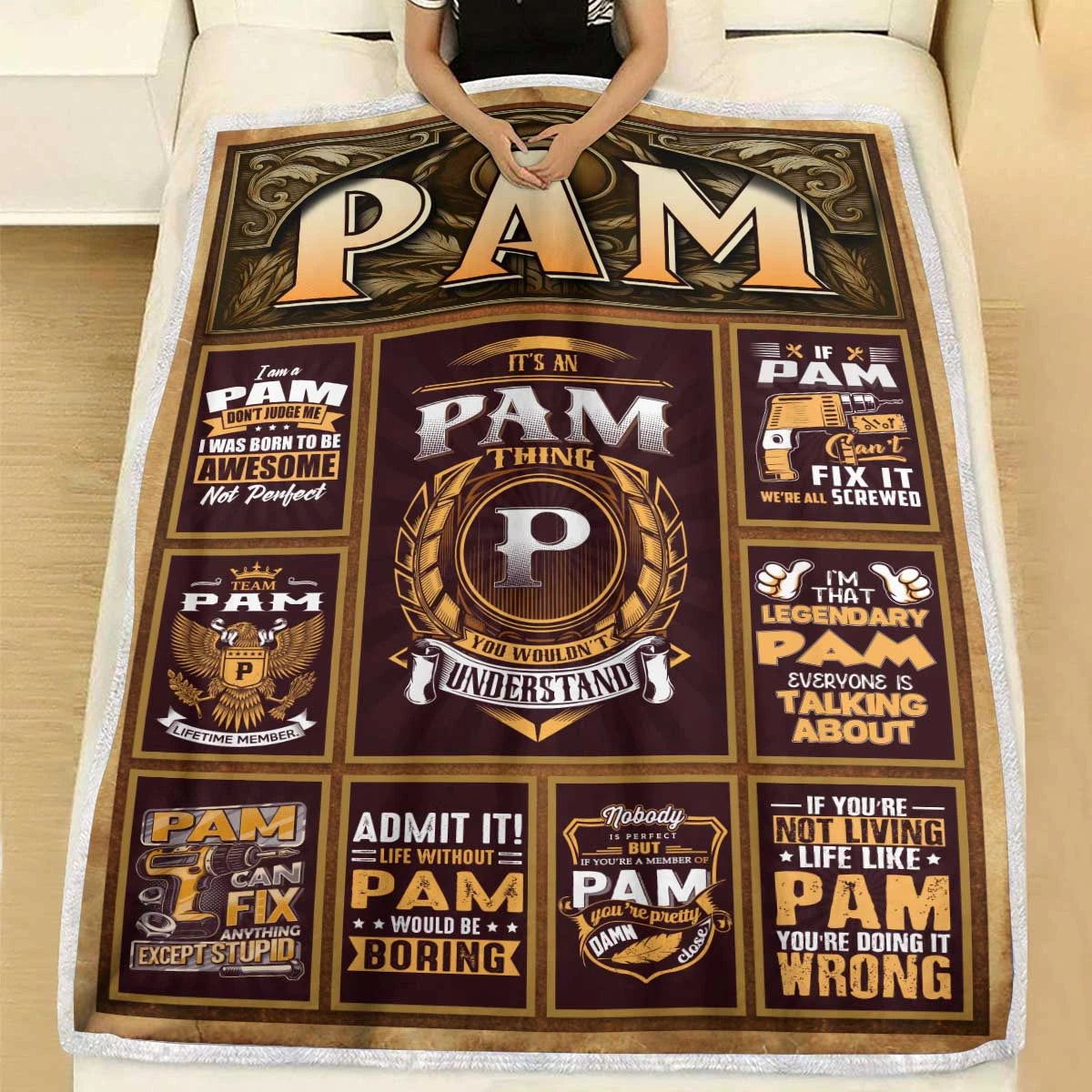 PAM Personalized Blanket | Custom Name Cozy Throw Gift 13K1-BK4