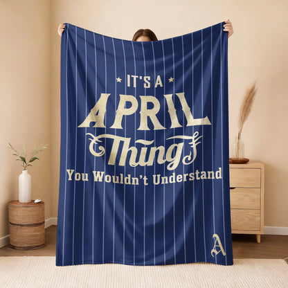 Your Name Thing Striped Blue Fleece Blanket APRIL 13K1 BK23