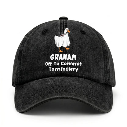 Off To Commit Tomfoolery Funny Goose Washed Cap GRAHAM 13K1 C131PF