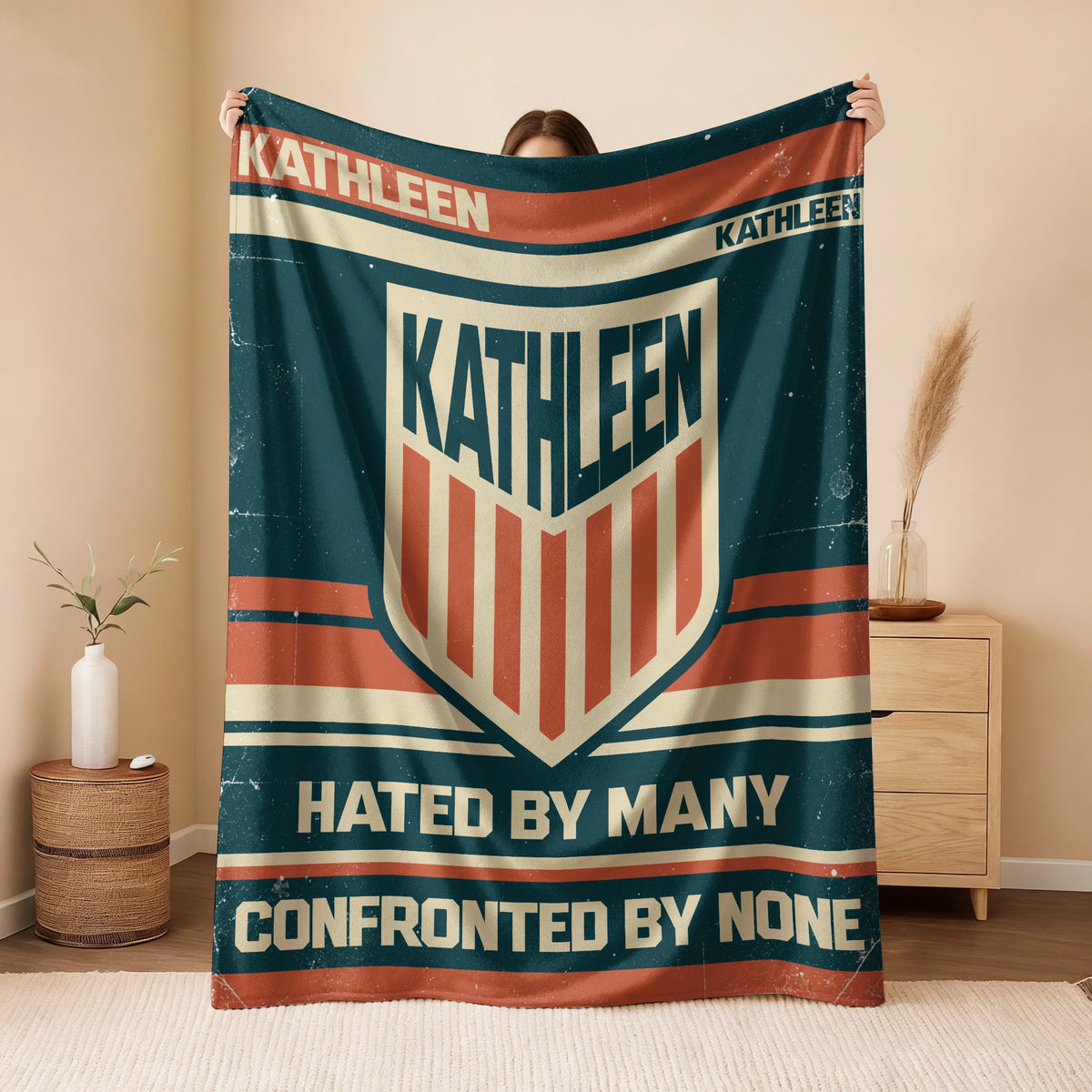 Hated By Many Confronted By None Retro Fleece Blanket KATHLEEN 13K1 BK58