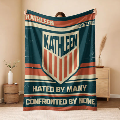 Hated By Many Confronted By None Retro Fleece Blanket KATHLEEN 13K1 BK58