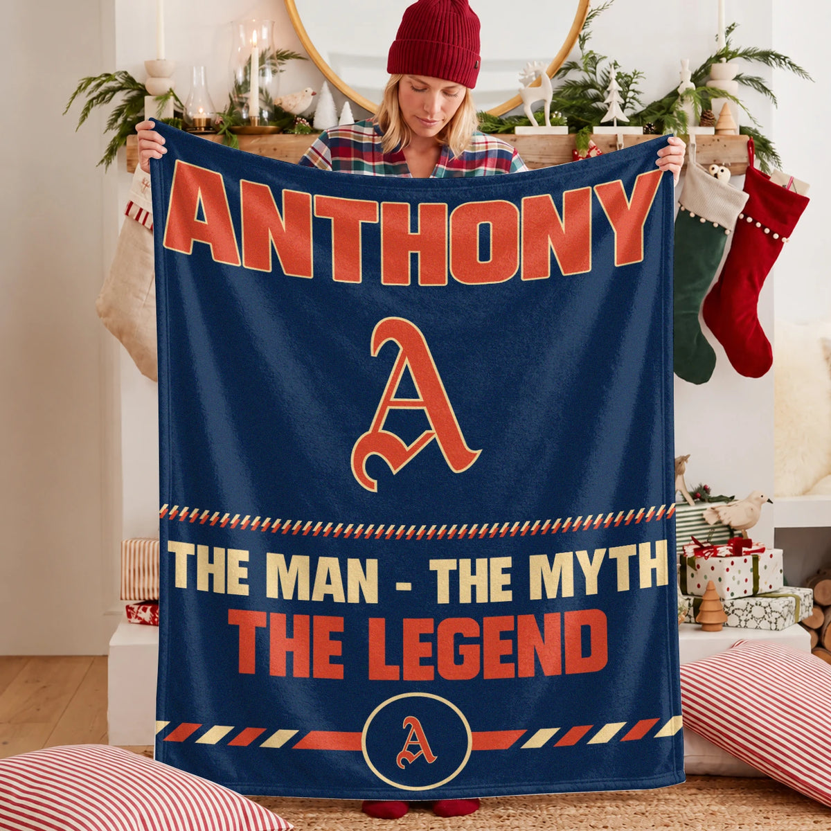 The Man The Myth The Legend Retro Fleece Blanket ANTHONY 13K1 BK53