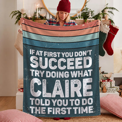 If At First You Don’t Succeed Retro Green Fleece Blanket CLAIRE 13K1 BK29