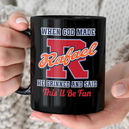When God Made Your Name Personalized Baseball Mug RAFAEL 13K1 MG07