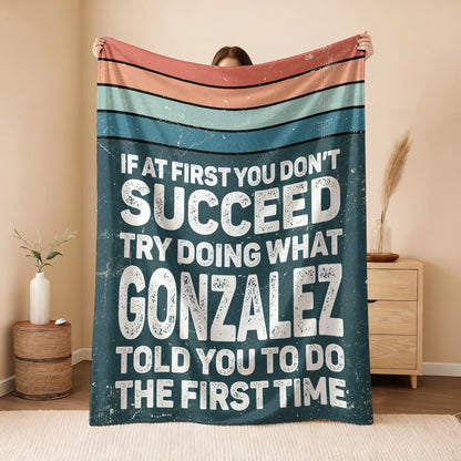 If At First You Don’t Succeed Retro Green Fleece Blanket GONZALEZ 13K1 BK29