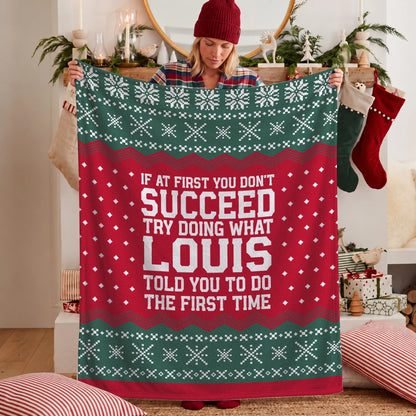 If At First You Don’t Succeed Red Green Christmas Fleece Blanket LOUIS 13K1 BK28