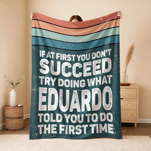 If At First You Don’t Succeed Retro Green Fleece Blanket EDUARDO 13K1 BK29