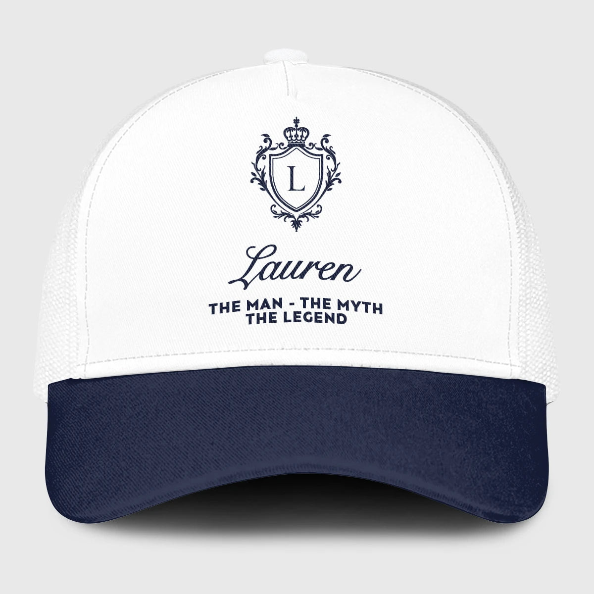 The Man The Myth The Legend Blue And White Baseball Mesh Cap LAUREN 13K1 C186PF
