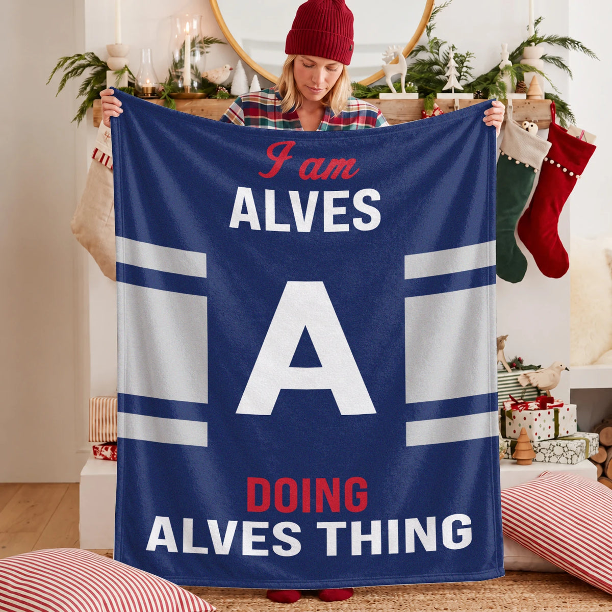 I'm Name Doing Name Things Navy Fleece Blanket ALVES 13K1 BK51