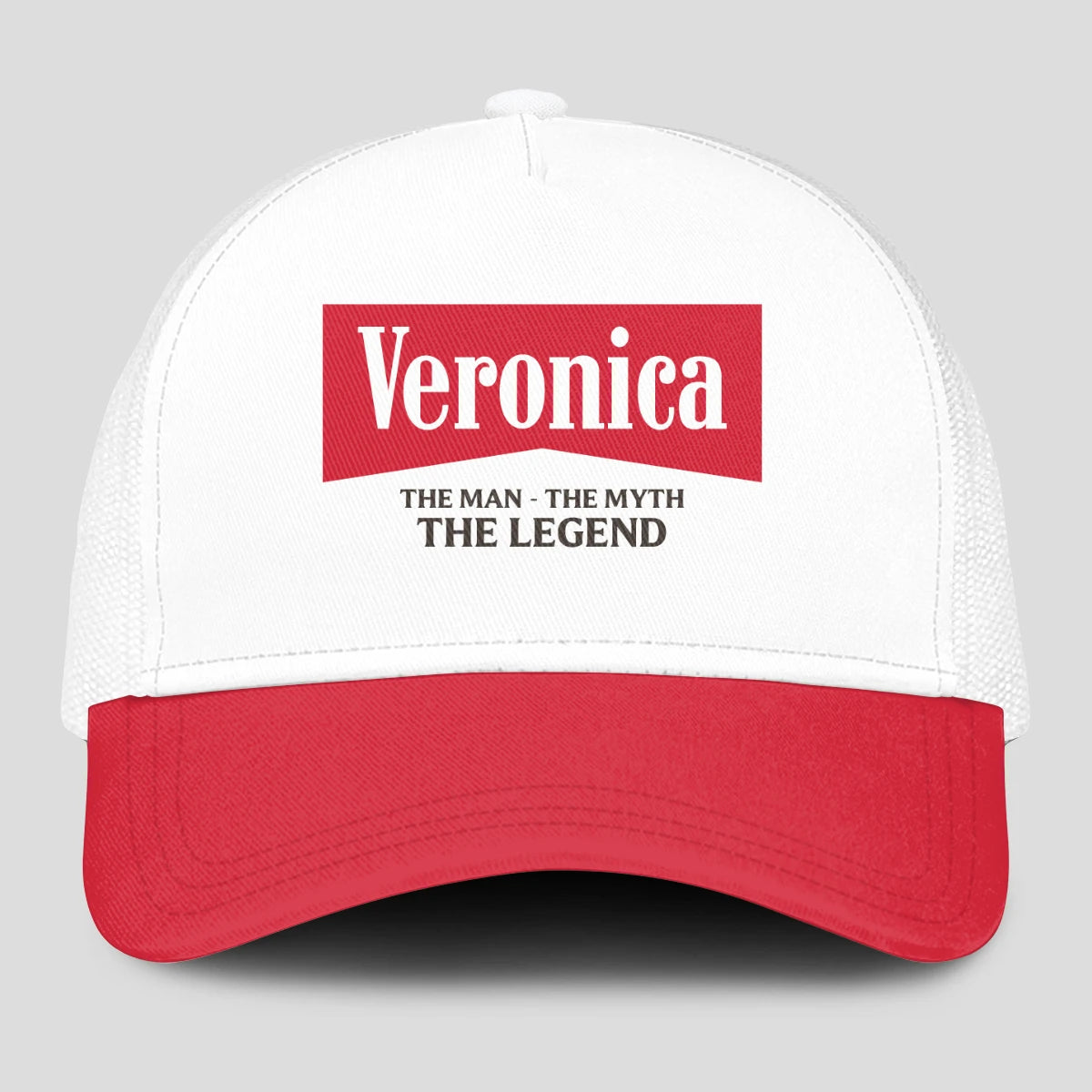 The Man The Myth The Legend Red And White Mesh Cap VERONICA 13K1 C197PF