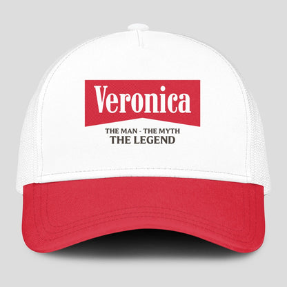 The Man The Myth The Legend Red And White Mesh Cap VERONICA 13K1 C197PF